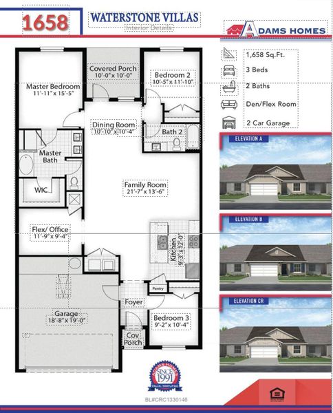 2D floor plan layout of this home in Waterstone Villas, Fort Pierce, FL (Image 5).