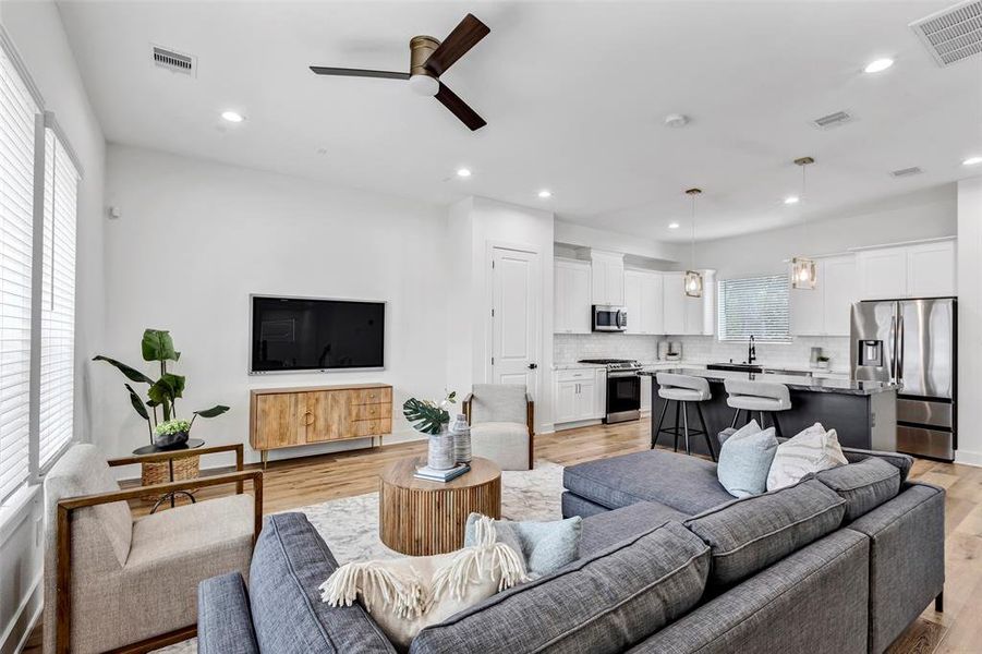 Closer view of the living room, offering a blank canvas to design and arrange the space to suit your unique style and needs.