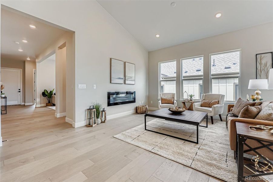 Furnished interior view inside a new home in Hillside at Castle Rock, Castle Rock (Image 7). Furnished interior view inside a new home in Hillside at Castle Rock, Castle Rock (Image 7).