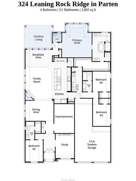 2D floor plan layout of this home in Parten, Austin, TX (Image 2).