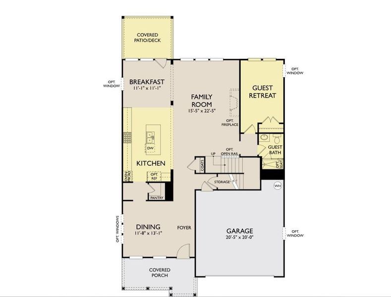 2D floor plan layout of this home in Arbors at Richland Creek, Buford, GA (Image 4).