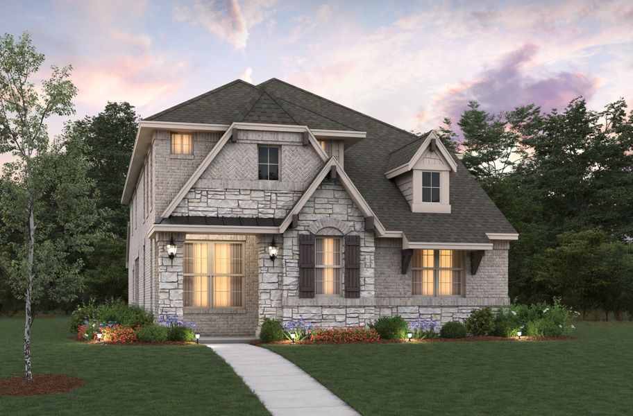 Representative exterior photo of a completed home built from the Brazos by Beazer Homes in Wildflower Ranch, Northlake, TX (Image 9). Representative exterior photo of a completed home built from the Brazos by Beazer Homes in Wildflower Ranch, Northlake, TX (Image 9).