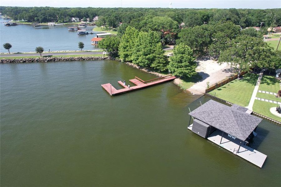 Drone / aerial view of a nearby body of water