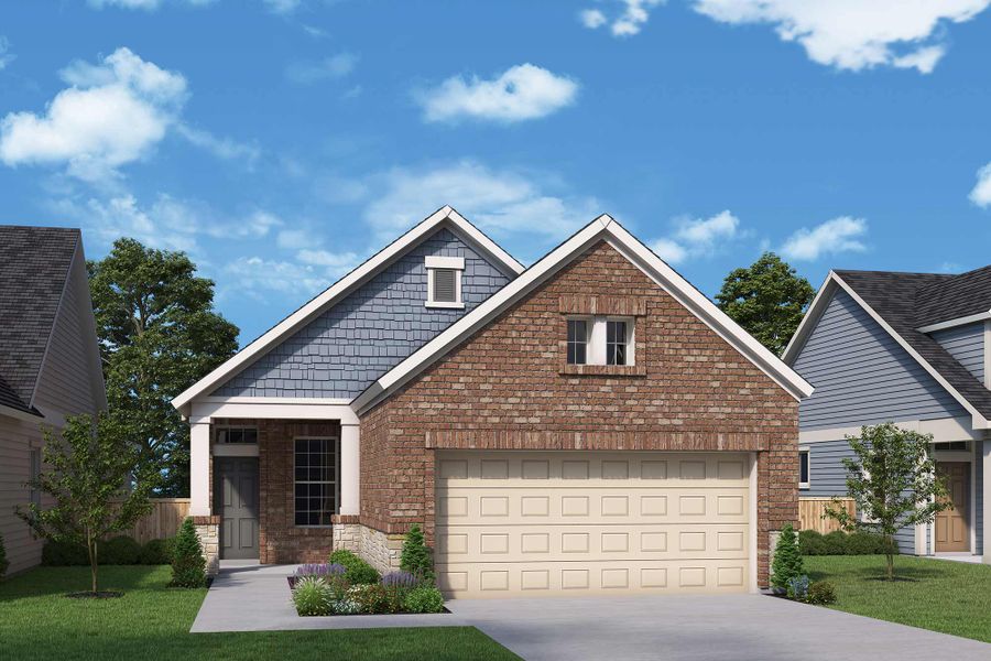 Representative exterior photo of a completed home built from the The Westlake by David Weekley Homes in Prairieland Village 40' Homesites, Cypress, TX (Image 2). Representative exterior photo of a completed home built from the The Westlake by David Weekley Homes in Prairieland Village 40' Homesites, Cypress, TX (Image 2).