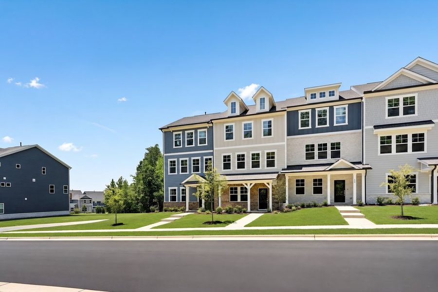 Front exterior of a new home in Silverstone, Knightdale, NC, highlighting curb appeal (Image 29).
