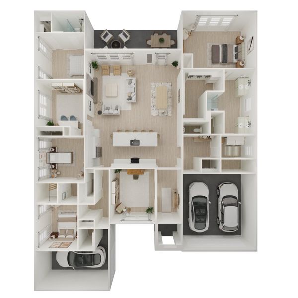 2D floor plan layout for the Austin by K. Hovnanian® Homes in Grand Oaks, Mont Belvieu, TX (Image 4). 2D floor plan layout for the Austin by K. Hovnanian® Homes in Grand Oaks, Mont Belvieu, TX (Image 4).