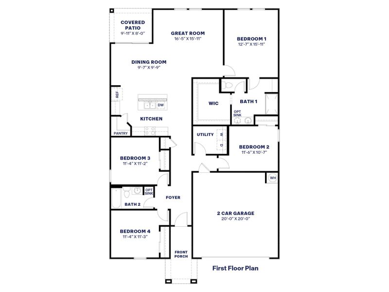 2D floor plan layout of this home in Remington, Buckeye, AZ (Image 4).