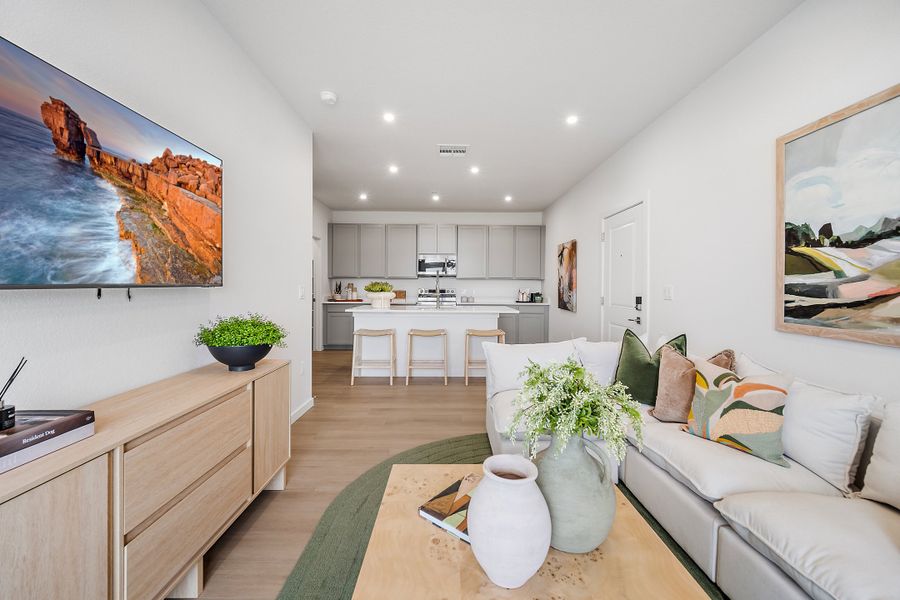 Furnished interior view inside a new home in Lyric at RidgeGate Condos, Lone Tree (Image 14).