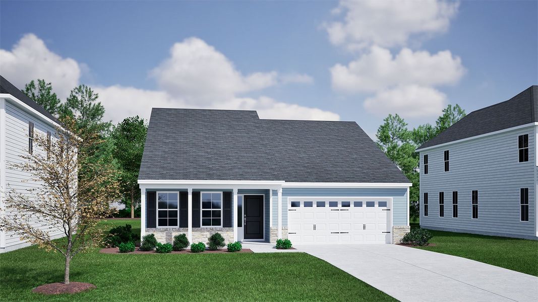 Representative exterior photo of a completed home built from the Bleckley - Genesis Value Collection by Mungo Homes in Garden Grove, Conway, SC (Image 10).