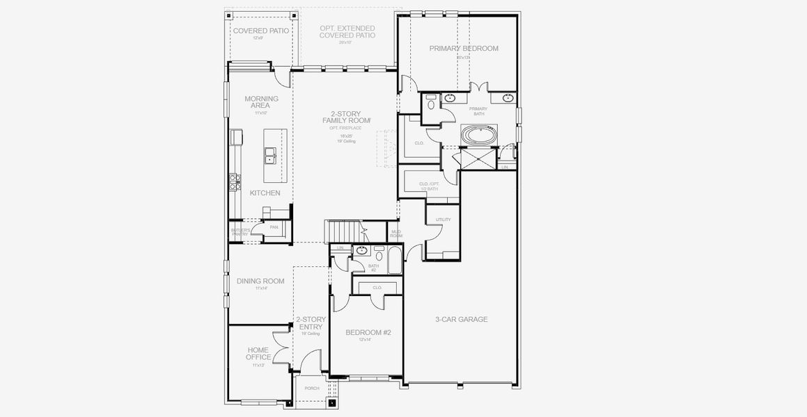 2D floor plan layout for the 3546W by Perry Homes in Katy Court 65', Katy, TX (Image 4).