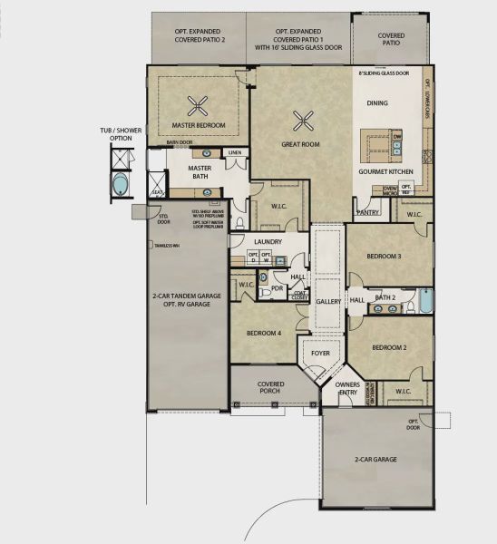 2D floor plan layout of this home in Valencia at Granite Vista, Waddell, AZ (Image 5).
