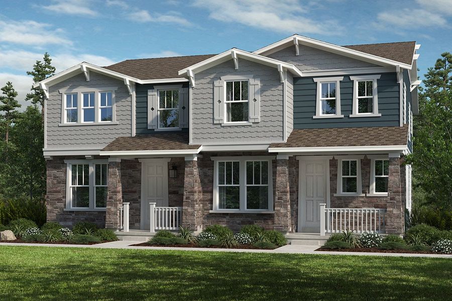 Front exterior of a new home in Painted Prairie Villas, Aurora, CO, highlighting curb appeal (Image 1). Front exterior of a new home in Painted Prairie Villas, Aurora, CO, highlighting curb appeal (Image 1).