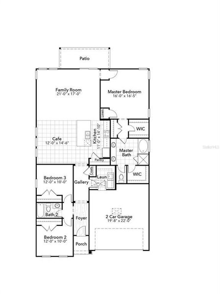 2D floor plan layout of this home in Palm Coast Homes, Palm Coast, FL (Image 3).