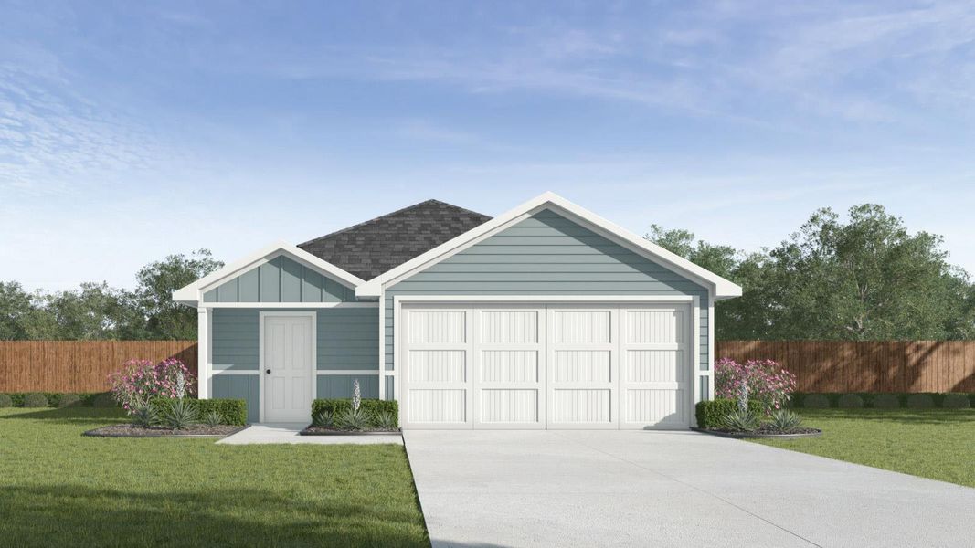 Front exterior of a new home in Ladera, Luling, TX, highlighting curb appeal (Image 12).