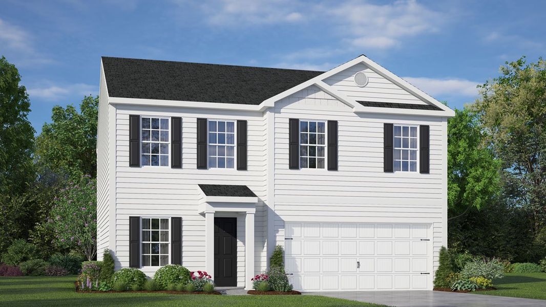 Representative exterior photo of a completed home built from the SHANE by D.R. Horton in Ridge Pointe, Trinity, NC (Image 1). Representative exterior photo of a completed home built from the SHANE by D.R. Horton in Ridge Pointe, Trinity, NC (Image 1).