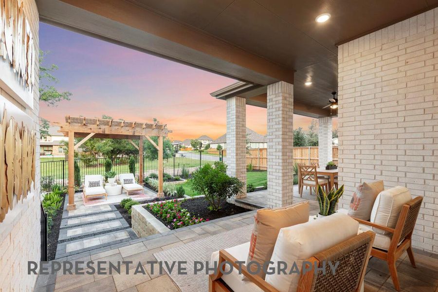 Exterior details and patio area of a home in Santa Rita Ranch, Liberty Hill (Image 3).