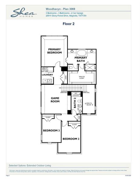 2D floor plan layout of this home in Woodhavyn 40', Magnolia, TX (Image 3).