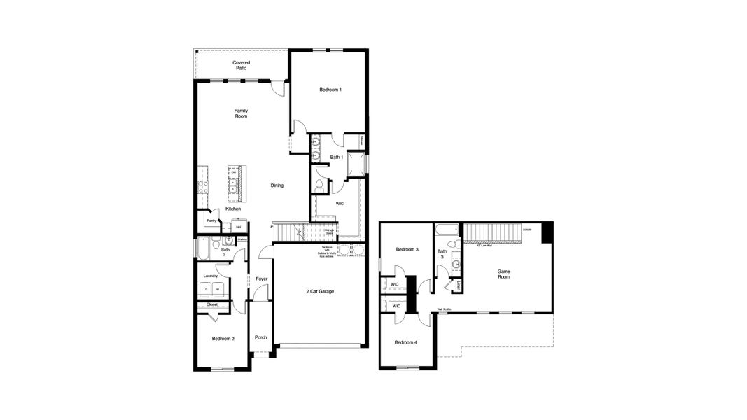 2D floor plan layout of this home in Homestead at Parks Bell Ranch, Odessa, TX (Image 4).