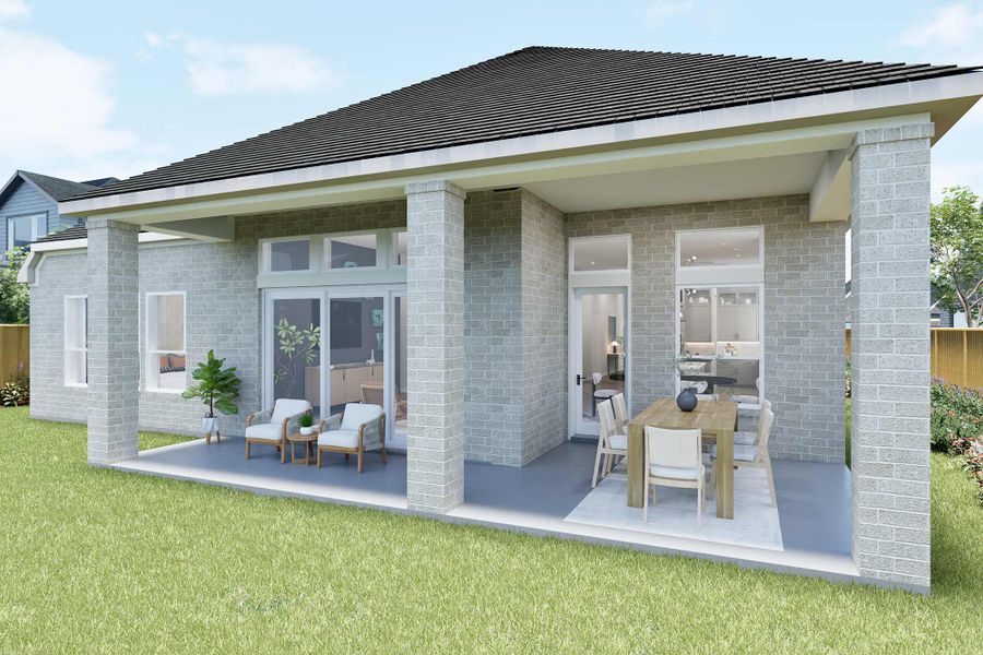 Representative exterior details of a home built from the The Braswell by David Weekley Homes in Kissing Tree – Summit Series, San Marcos (Image 4).