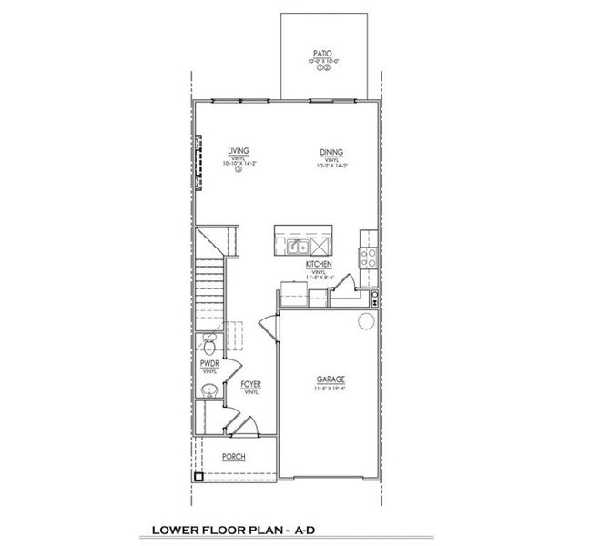 2D floor plan layout of this home in Meece Townhomes, Easley, SC (Image 5).
