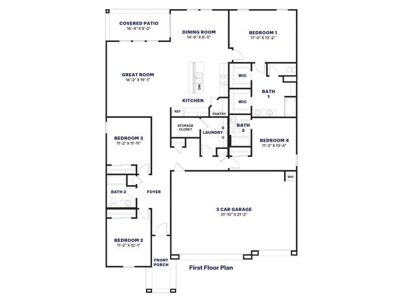 2D floor plan layout for the Courtland by D.R. Horton in Radiance at Superstition Vistas, Apache Junction, AZ (Image 5).