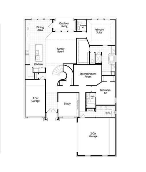 2D floor plan layout for the 227 Plan by Highland Homes in Briggs Ranch, San Antonio, TX (Image 3). 2D floor plan layout for the 227 Plan by Highland Homes in Briggs Ranch, San Antonio, TX (Image 3).