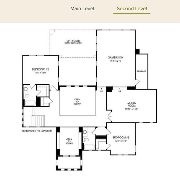 2D floor plan layout of this home in Caliterra - 110', Dripping Springs, TX (Image 3).
