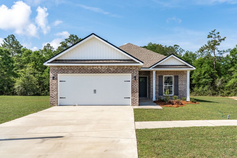 Representative exterior photo of a completed home built from the Georgia by CJL Homes in Blossom Grove, Crestview, FL (Image 1).