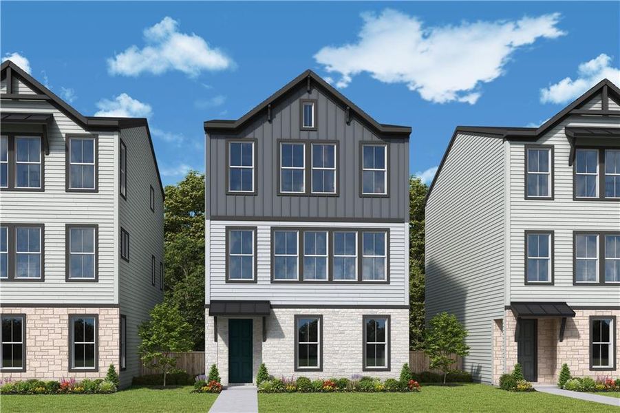 Front exterior of a new home in Celesta, Scottdale, GA, highlighting curb appeal (Image 1). Front exterior of a new home in Celesta, Scottdale, GA, highlighting curb appeal (Image 1).