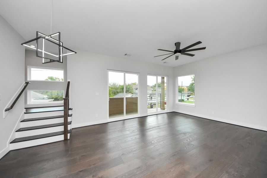 Second-floor open-concept living area