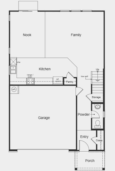 2D floor plan layout for the Plan 2074 by KB Home in Bellina, York, SC (Image 5).