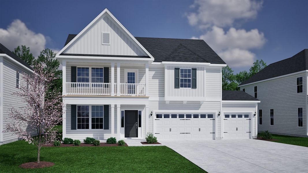 Front exterior of a new home in Fieldstone, Lexington, NC, highlighting curb appeal (Image 1).