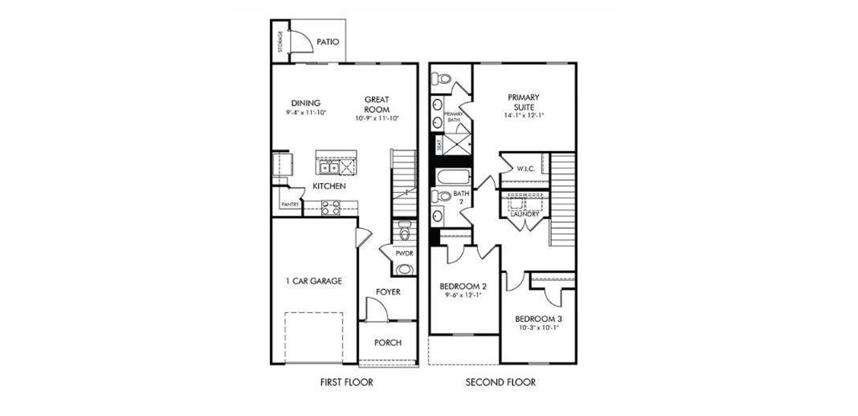 2D floor plan layout of this home in Galloway Ridge, Charlotte, NC (Image 2).