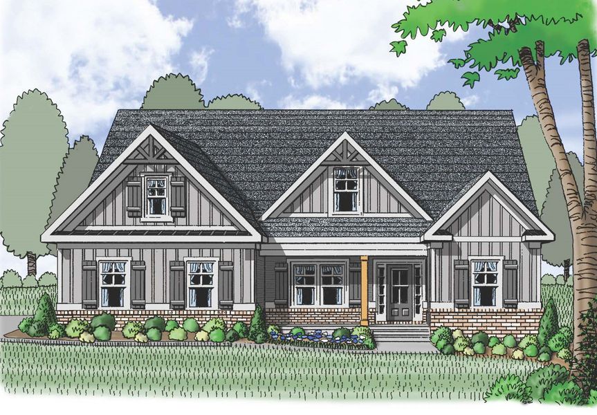 Representative exterior photo of a completed home built from the (GA)The Avondale | Side Entry by Reliant Homes in Alcovy Station, Covington, GA (Image 3). Representative exterior photo of a completed home built from the (GA)The Avondale | Side Entry by Reliant Homes in Alcovy Station, Covington, GA (Image 3).