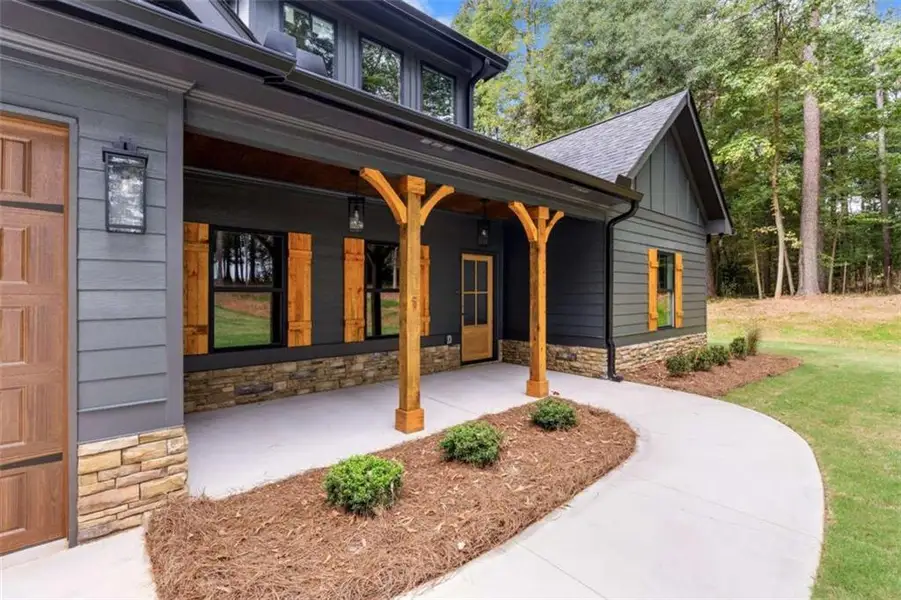 Exterior details and patio area of a home in , Bowdon (Image 3).