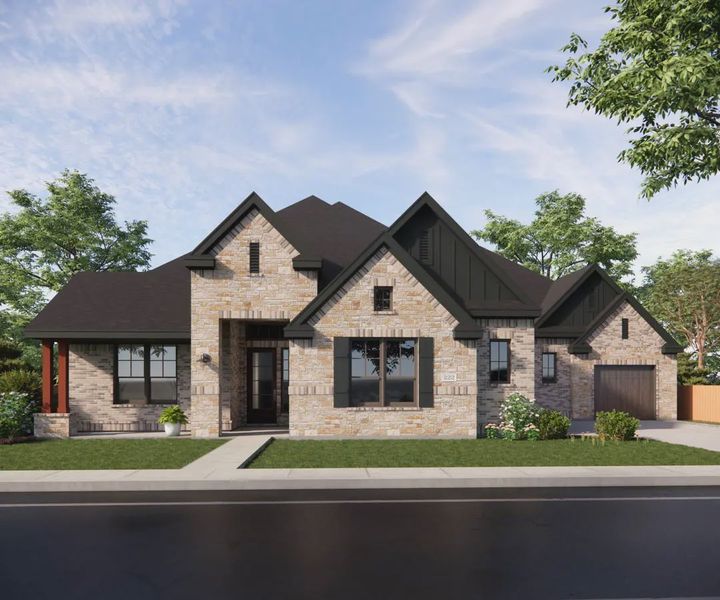 Representative exterior photo of a completed home built from the Tirana by Chesmar Homes in Lakeview Heights, Azle, TX (Image 4).