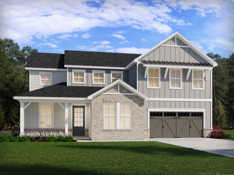Representative exterior photo of a completed home built from the Jefferson by Meritage Homes in Vines at Mill Creek - Legacy Series, Braselton, GA (Image 2).