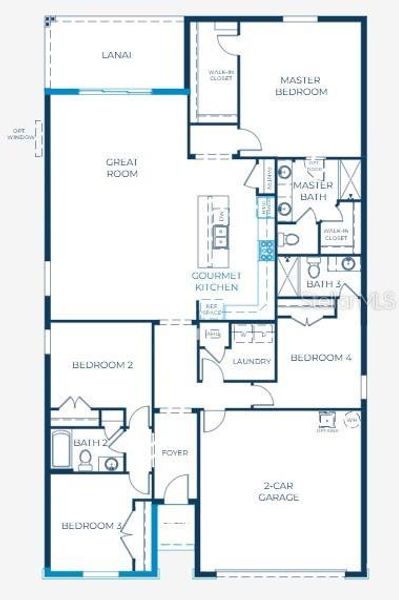 2D floor plan layout of this home in Andover Ridge, Deland, FL (Image 3).