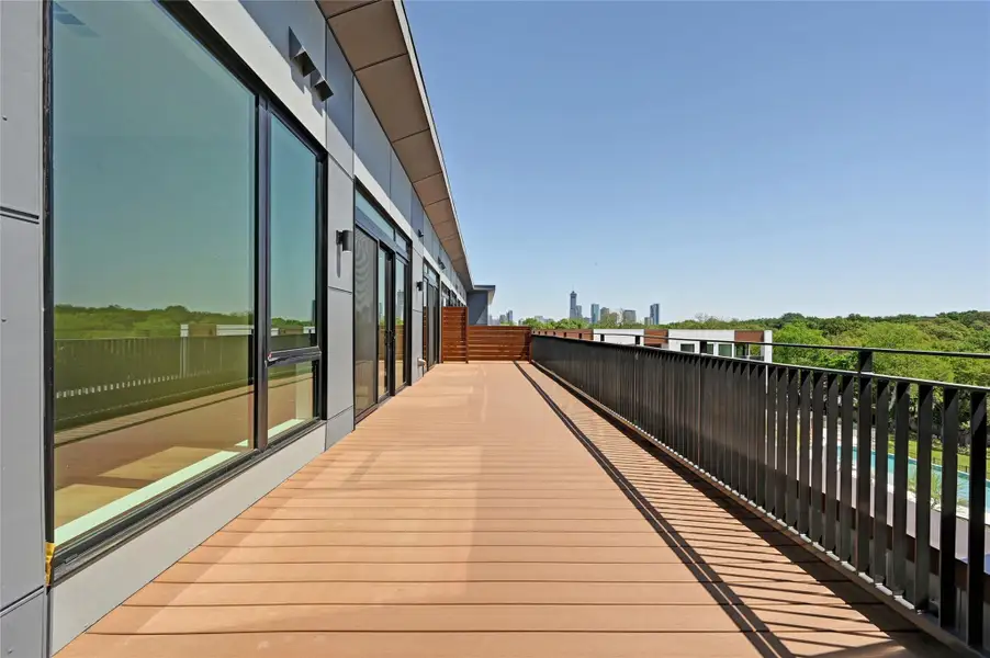 Exterior details and patio area of a home in One Oak, Austin (Image 1). Exterior details and patio area of a home in One Oak, Austin (Image 1).