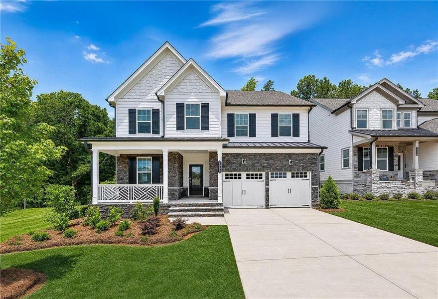 Front exterior of a new home in Willow Creek, Watkinsville, GA, highlighting curb appeal (Image 2). Front exterior of a new home in Willow Creek, Watkinsville, GA, highlighting curb appeal (Image 2).