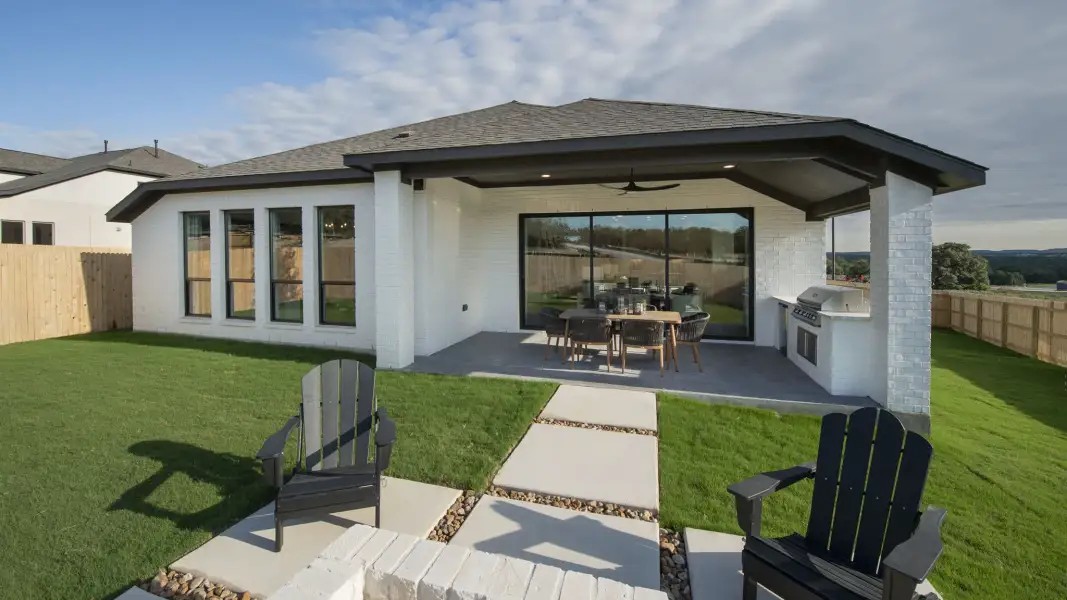Exterior details and patio area of a home in Mayfair, New Braunfels (Image 4). Exterior details and patio area of a home in Mayfair, New Braunfels (Image 4).