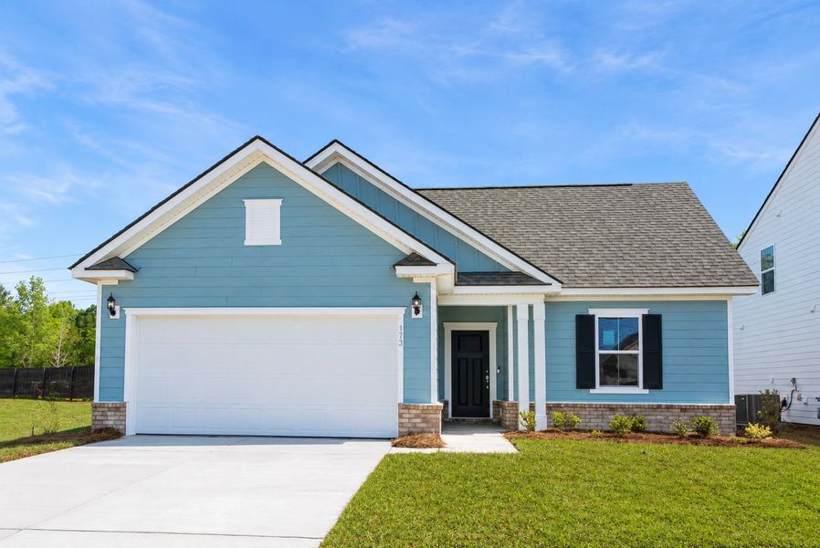 Front exterior of a new home in Monroe Preserve, Chapin, SC, highlighting curb appeal (Image 22).