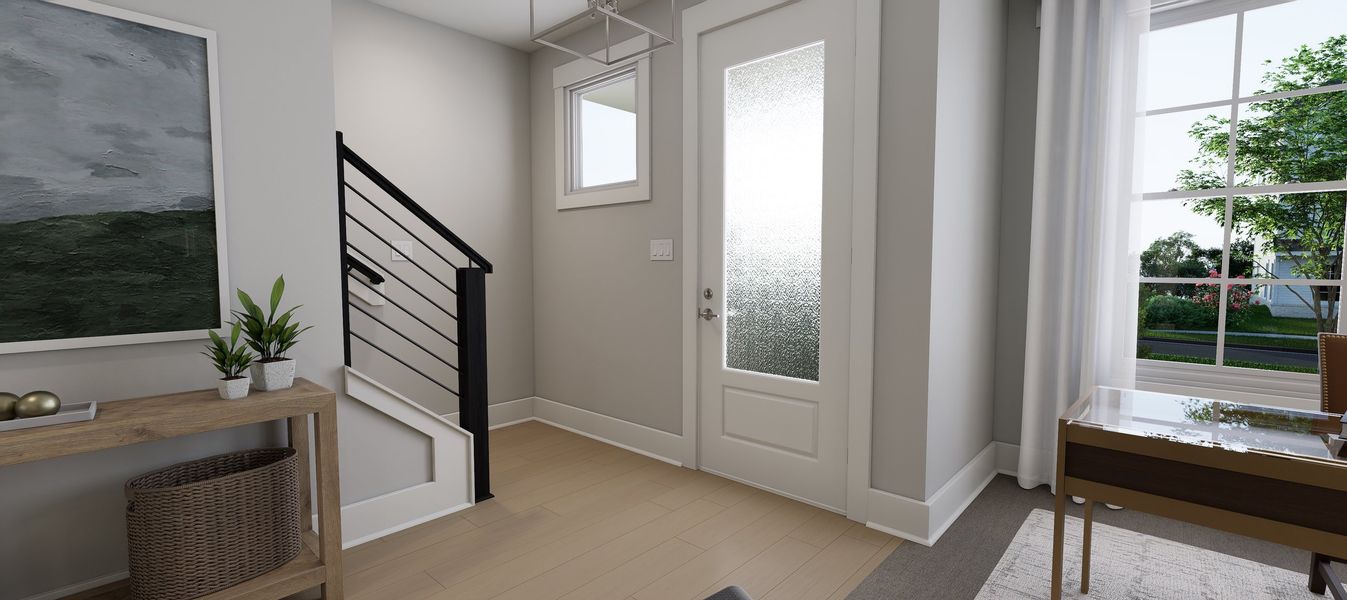 Representative furnished interior of a home built from the Cora End Unit by Baker Residential in Atwater Station - Midtown Collection, Fuquay Varina (Image 16).