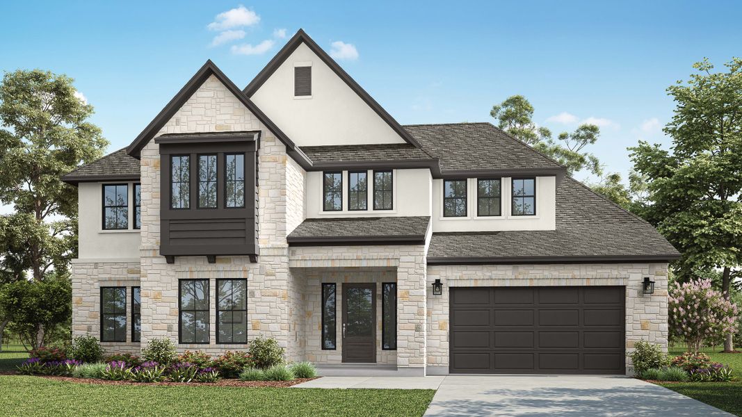 Representative exterior photo of a completed home built from the Echelon by Tri Pointe Homes in Noven, Leander, TX (Image 24). Representative exterior photo of a completed home built from the Echelon by Tri Pointe Homes in Noven, Leander, TX (Image 24).