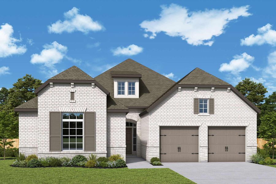 Representative exterior photo of a completed home built from the The Mcavoy by David Weekley Homes in Grand Central Park 55' Homesites, Conroe, TX (Image 3).