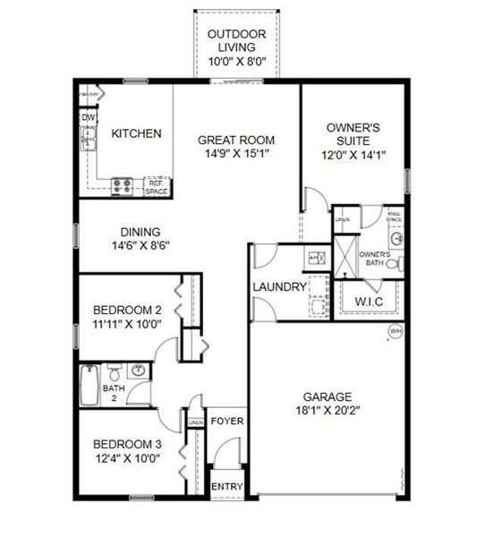 2D floor plan layout of this home in Mallard Landing, Okeechobee, FL (Image 2).