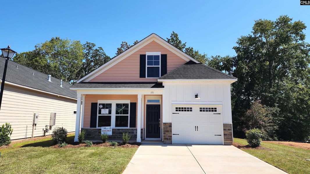 Front exterior of a new home in Bickley Station, Irmo, SC, highlighting curb appeal (Image 2). Front exterior of a new home in Bickley Station, Irmo, SC, highlighting curb appeal (Image 2).