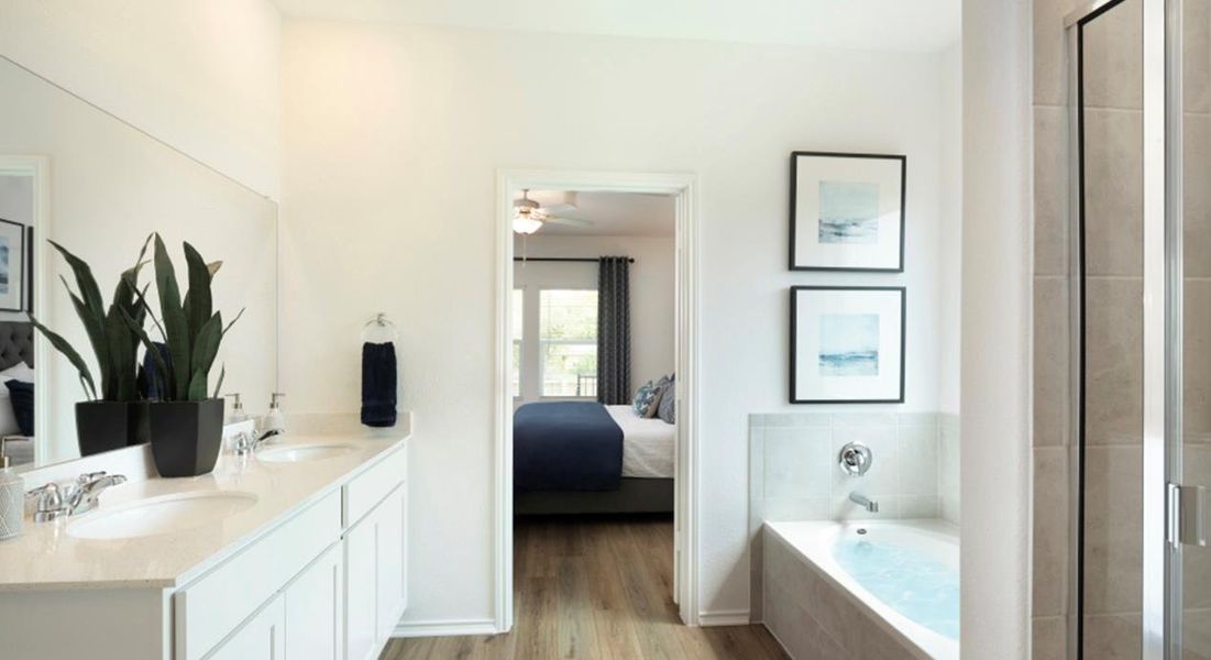 Furnished interior view inside a new home in Devine Lake: Highlands 3-Car Collection, Leander (Image 5).