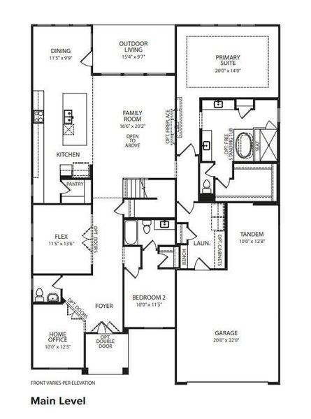 2D floor plan layout of this home in Wolf Ranch West Bend - 60', Georgetown, TX (Image 2).