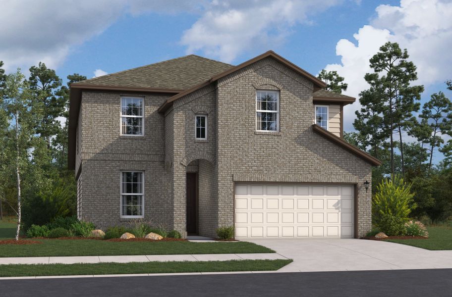 Representative exterior photo of a completed home built from the Bastrop by Beazer Homes in Hunter's Ranch, San Antonio, TX (Image 16).